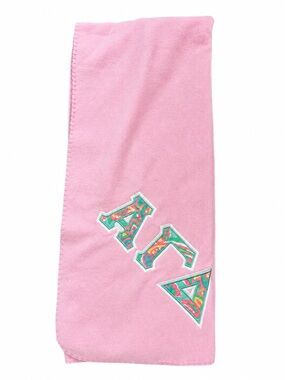 Lilly Pulitzer inspired Print Alpha Gamma Delta Pink Fleece Throw Blanket